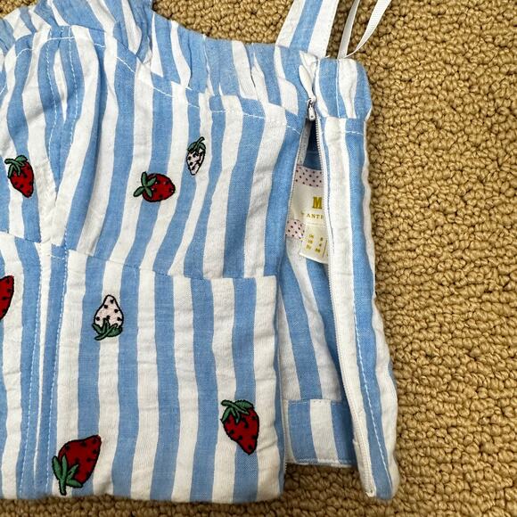 Maeve Anthropologie Striped Embroidered Strawberry Cami Top Blue 4 Coquette - Picture 8 of 15